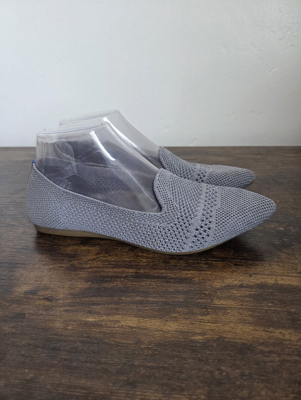 Gray Knit Pointed Toe Ballet Flat Shoes Slip On Preppy Comfy Office School 6 - Picture 4 of 9